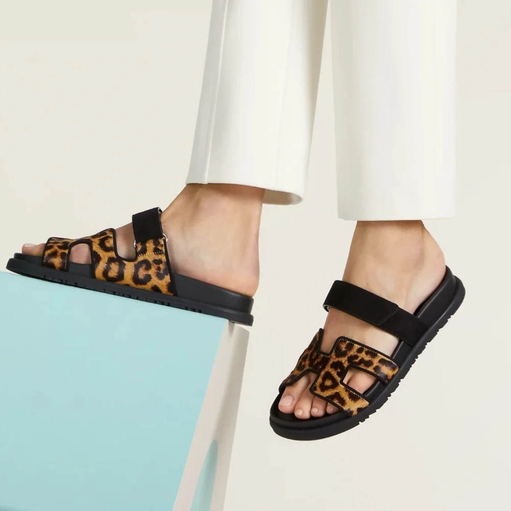 Chypre sandal Leopard Print Black Sandals - Picture 3 of 14
